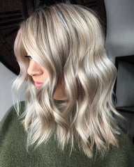Light Ash Blonde wigs 100% Real Human Hair for Caucasian Women