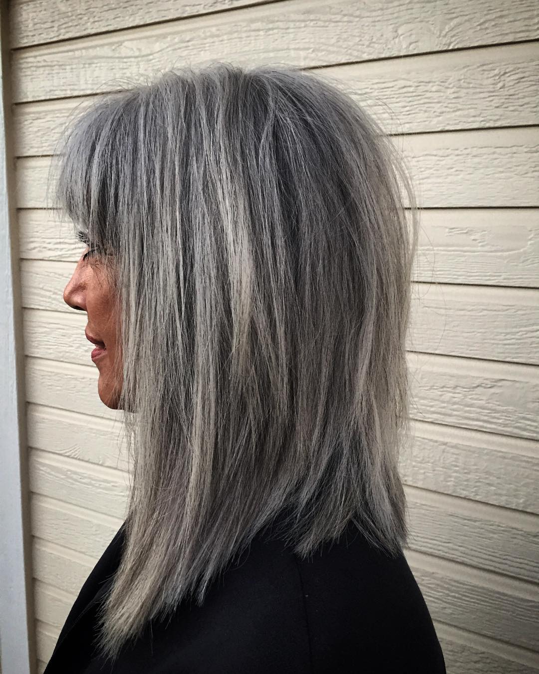 Choppy Salt and Pepper Cut Wigs 100% Real Human Hair for Caucasian Women