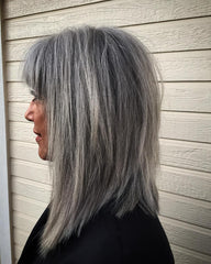 Choppy Salt and Pepper Cut Wigs 100% Real Human Hair for Caucasian Women