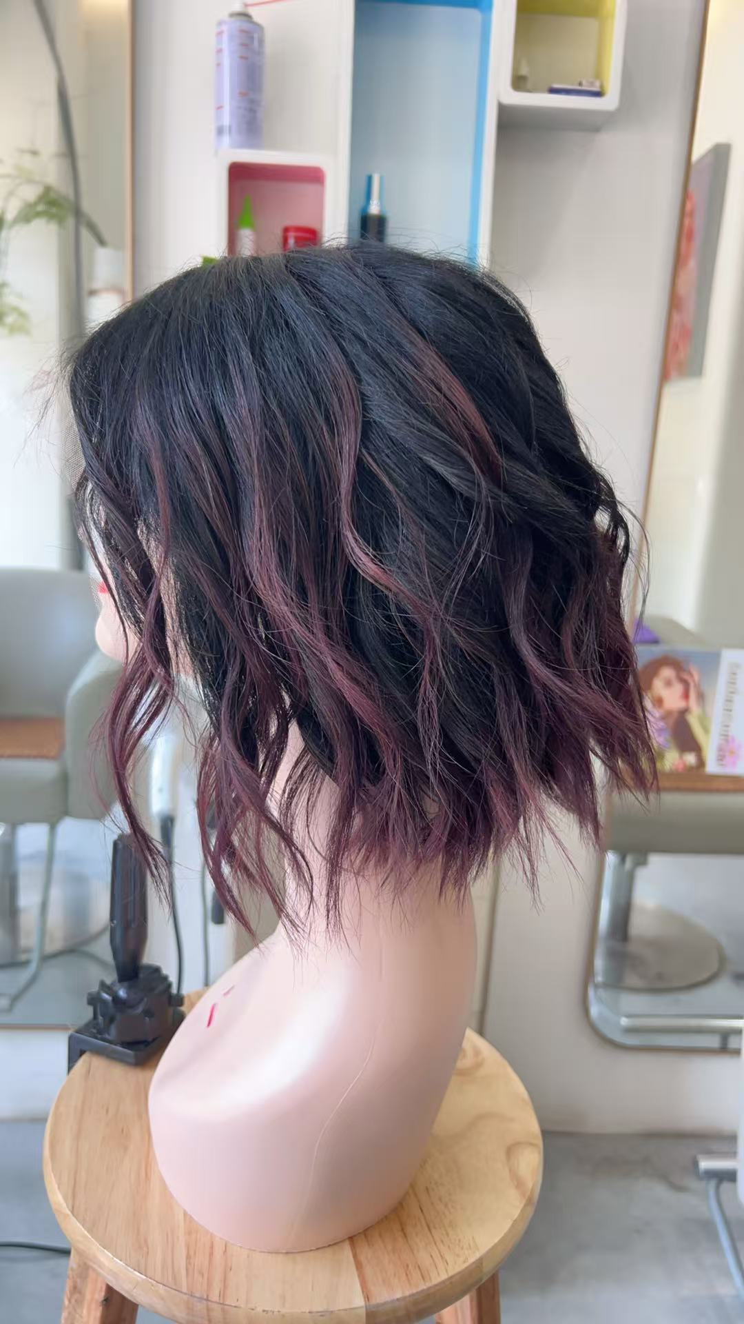 MEBARY Beginner-Friendly Burgundy Highlights Human Hair Wig for White Women