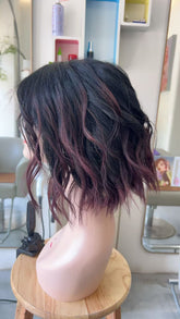 MEBARY Beginner-Friendly Burgundy Highlights Human Hair Wig for White Women