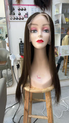 MEBARY Lace Front Human Hair Wig for White Women ¨C Natural Straight Long Brown Wig with Pre-Plucked Hairline & Baby Hair ¨C Glueless 13x4 HD Transparent Lace Wigs