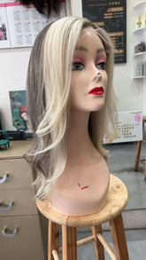 MEBARY Silver Blonde to Grey Ombre Human Hair Wig for White Women