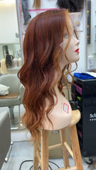 MEBARY Auburn with Copper Highlights Human Hair Wig for White Women