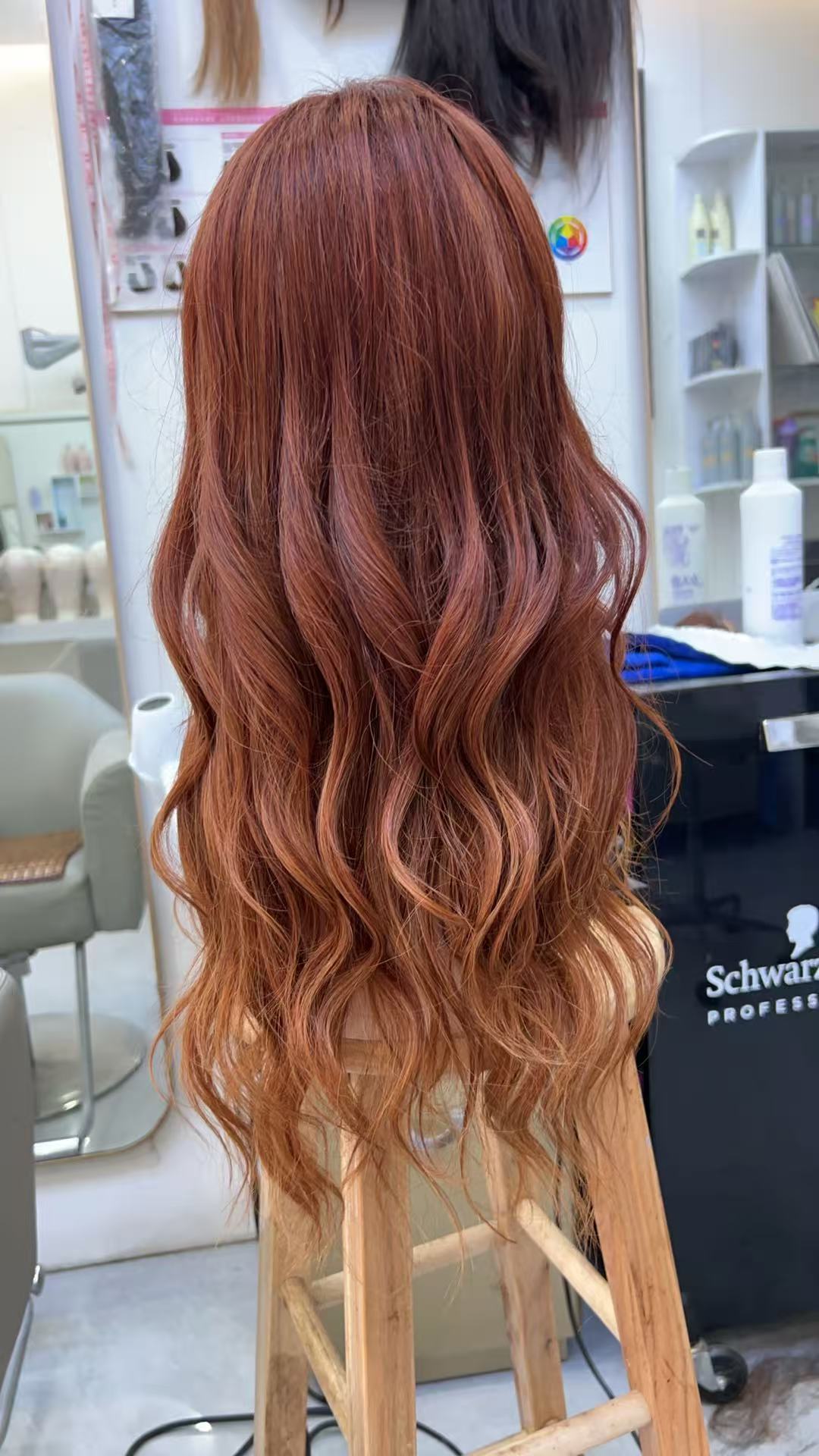 MEBARY Auburn with Copper Highlights Human Hair Wig for White Women