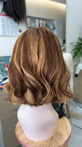 MEBARY Short Wavy Chestnut Brown Human Hair Wig for White Women