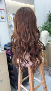 MEBARY Dark Brown with Soft Waves Human Hair Wig for White Women