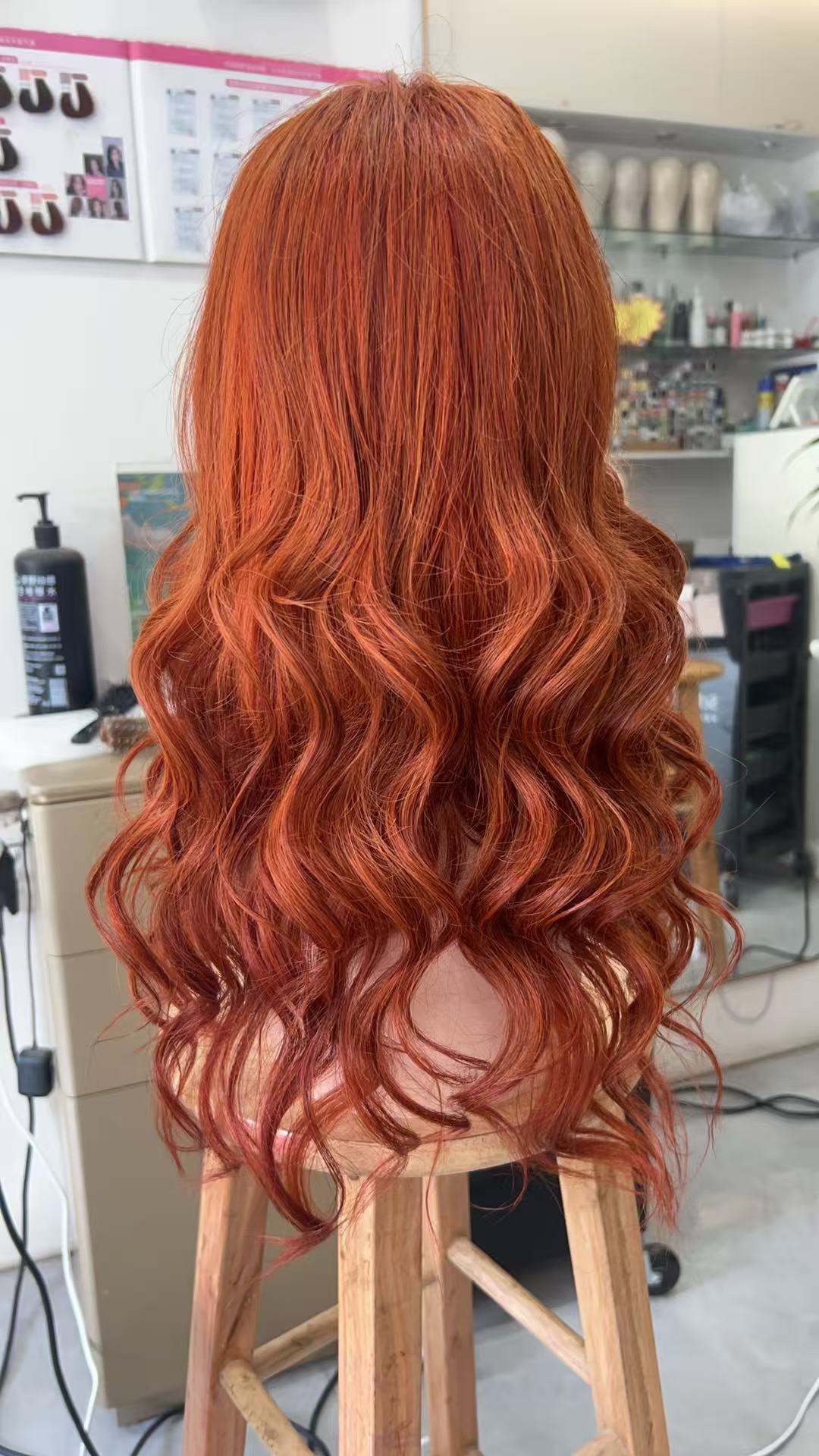 MEBARY Copper Red with Soft Waves Human Hair Wig for White Women Natural Hairline