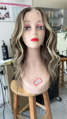 MEBARY Soft Ash Brown with Blonde Highlights Wavy Lace Front Human Hair Wig ¨C Effortless Everyday Style for White Women