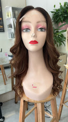 MEBARY Lace Front Human Hair Wig for White Women ¨C Natural Brown Loose Wave, Soft & Voluminous Look