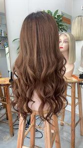 MEBARY Natural Brown Loose Wave Human Hair Wig for White Women Soft & Voluminous Look