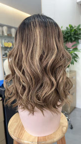 MEBARY Short Ombre Brown Wavy Bob Lace Front Human Hair Wig for White Women