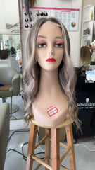 MEBARY Long Wavy Lace Front Human Hair Wig for White Women ¨C Ash Blonde Balayage, Natural & Elegant Look