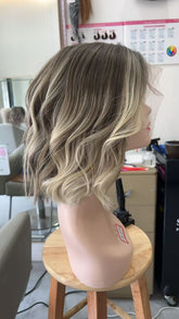 MEBARY Short Wavy Lace Front Human Hair Wig for White Women