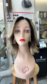 MEBARY Short Ombre Blonde Lace Front Human Hair Wig for White Women