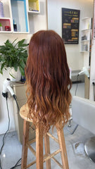 MEBARY Auburn Brown Highlight Lace Front Wig – Body Wave Human Hair Wig for White Women