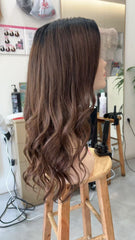 MEBARY Soft Chocolate Brown Body Wave Lace Front Wig – 100% Human Hair Wig for White Women