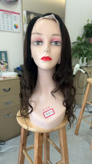 MEBARY Natural Black Wavy Lace Front Wig – Human Hair Glueless Wig for White Women Realistic Hairline