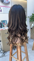 MEBARY Natural Black Wavy Lace Front Wig – Human Hair Glueless Wig for White Women Realistic Hairline