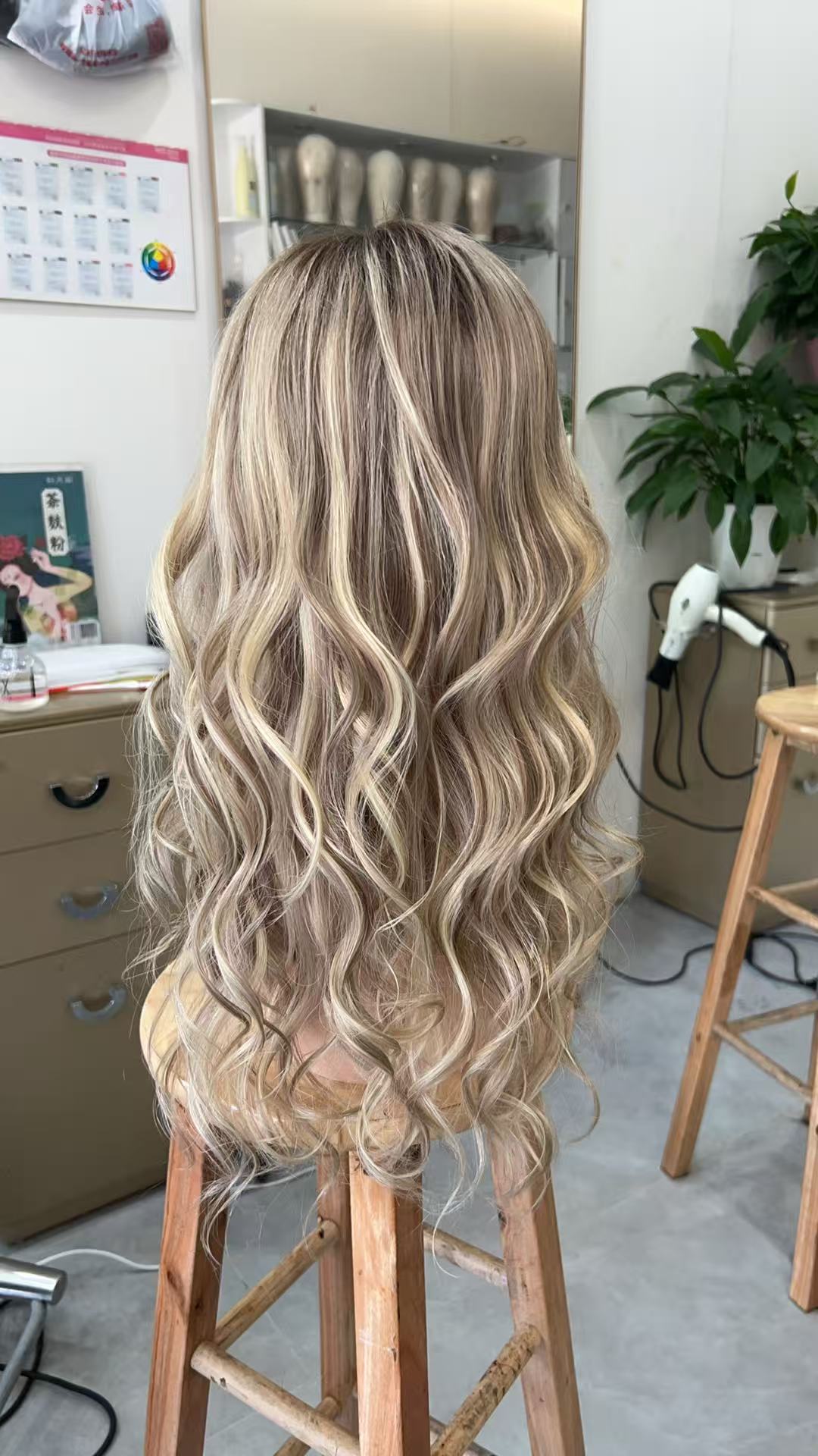 MEBARY Platinum Blonde with Ash Brown Roots Lace Front Human Hair Wig for White Women