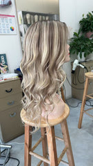 MEBARY Ash Blonde Balayage Body Wave Lace Front Wig – 100% Human Hair Wig for White Women