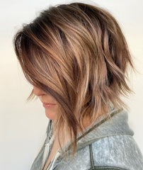 Balayage Highlights and Lowlights Short Bob Wigs for Women Caucasian 100% Human Hair