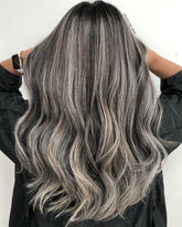 Wavy Salt and Pepper Wigs 100% Real Human Hair for Caucasian Women