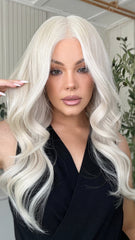 Mebary Platinum Blonde White Wavy Wigs 13x6 Lace Human Hair for Caucasian