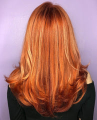 Mebary Bright Rose Gold Wigs 100% Real Human Hair for Caucasian Women