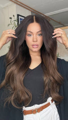Mebary Ombre Brown Lace Front Wigs Human Hair for Caucasian Women