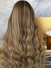 Mebary Long Ombre Brown Lace Front Wigs for White Women 100% Human Hair