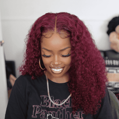 Jerry Curly 99j Burgundy Glueless Human Hair Wig For Women