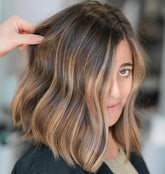 Caramel Brown Bob Wigs with Accents for Women Caucasian 100% Human Hair
