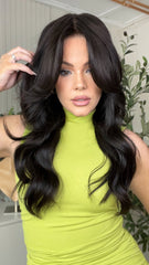 Mebary Natural Black Body Wave Lace Front Wigs Human Hair for Caucasian
