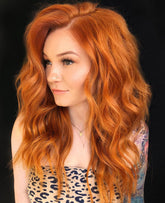 Copper Red Wigs 100% Real Human Hair for Caucasian Women