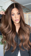 Mebary Ombre Brunette 13x6 Lace Front Wigs Human Hair for Caucasian Women