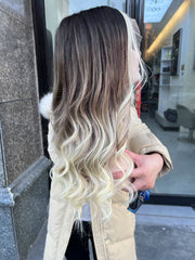 Mebary Brown to Blonde Balayage Wigs 100% Real Human Hair for Caucasian