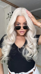 Mebary Platinum Blonde White Wigs 13x6 Lace Front Human Hair Wigs for Caucasian