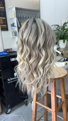 MEBARY Sultry Balayage Brown Human Hair Wigs with Bangs for White Women