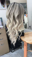 MEBARY Sultry Balayage Brown Human Hair Wigs with Bangs for White Women