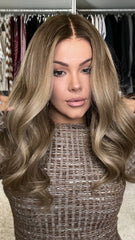 Mebary Cool Brown Highlights Lace Wigs 100% Human Hair for Caucasian