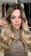 Mebary Ombre Brown Blonde Wigs Human Hair Lace Frontal Wigs for Caucasian