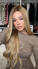 Mebary Ombre Honey Blonde Wavy Wigs 13x6 Lace Human Hair for Caucasian