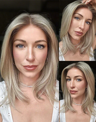 Mebary Ombre Ash Blonde Straight Lace Front Wig Glueless Human Hair Bob Wigs