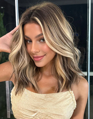 Mebary Sunkissed Blonde Shoulder Length Lace Frontal Bob Wigs For Caucasian