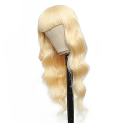613 Blonde Wig With Bangs Wavy Human Hair Wigs