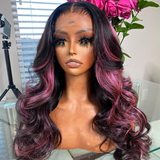 Purple Pink Highlight Mix Colored Human Hair Wig