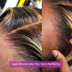 Highlight P4/27 Color Straight Hair Human Hair Wigs with Baby Hair