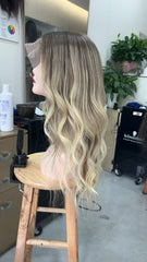 MEBARY Cool-toned blonde Balayage Human Hair Wig for White Women