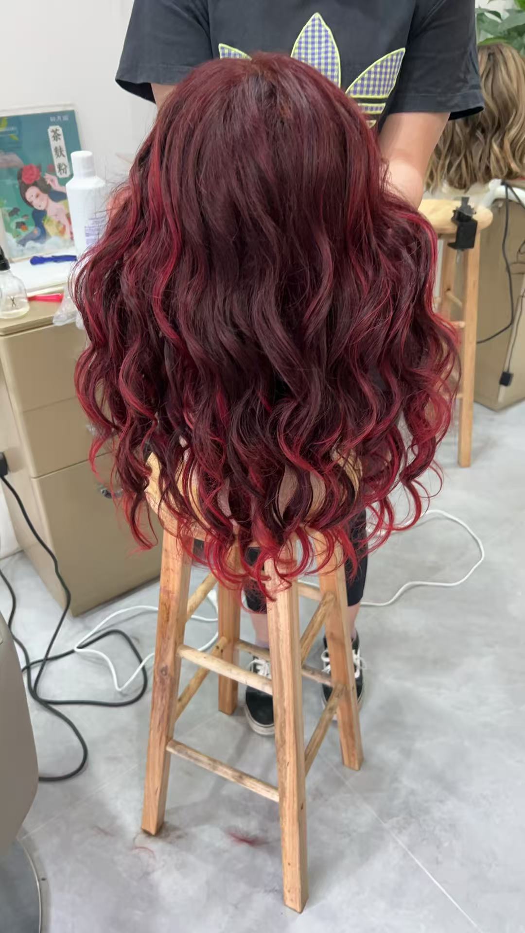 MEBARY Vibrant Burgundy Red Straight Human Hair Wig for White Women